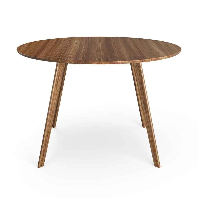 Ferdy Round Solid Wood Base Dining Table, Rose Oak