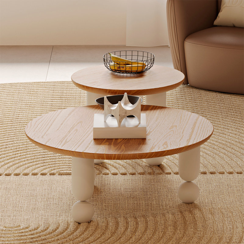 Table basse de style crème en bois massif de haute qualité, H 14,96 po x L 31,49 po x l 31,49 po