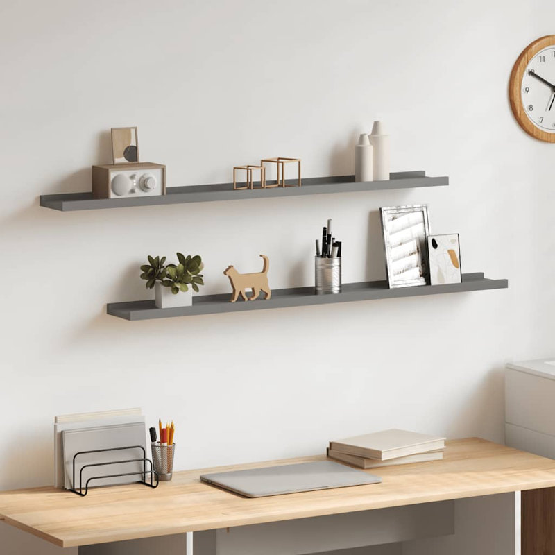 Wall Shelf Floating Shelf Wall Mounted Display Shelf for Photo Frame, Gray, 1.2" H x 39.4" W x 3.5" D