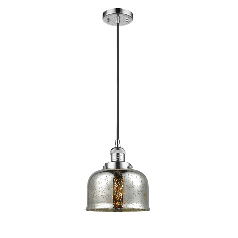 Luminaire suspendu pour îlot de cuisine 1 lumière Cedeno, Ampoule DEL 6 watts Vinage, Chrome poli, Argent mercuré plaqué