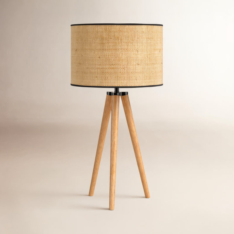 Kisa Wood Tripod Lamp, Black, Natural Wood