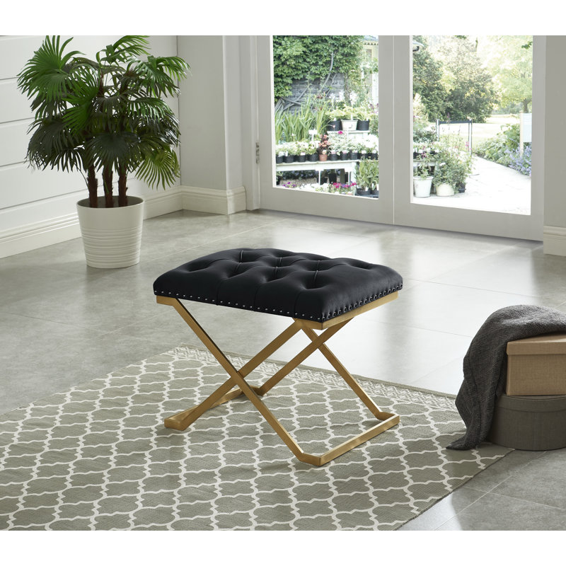 Boston Velvet Upholstered Bench, Black