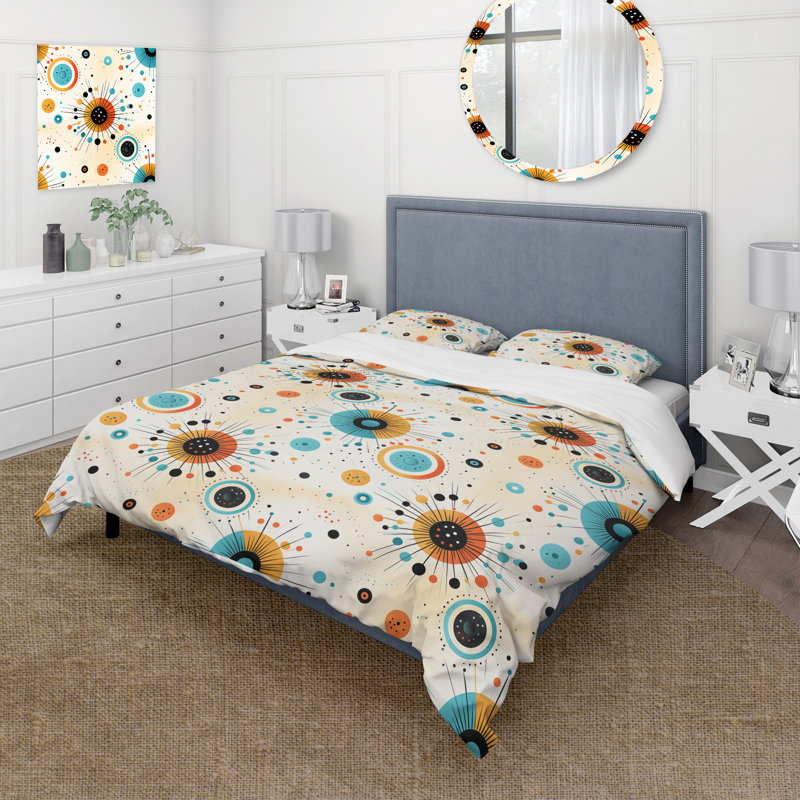 Ensemble de housse de couette Tribal Fusion Polka Dots, Housse de couette simple + 1 taie décorative stan