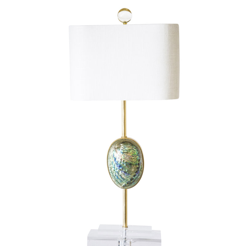 Sausilito 24" Tall Abalone Shell and Crystal Table Lamp, Cream