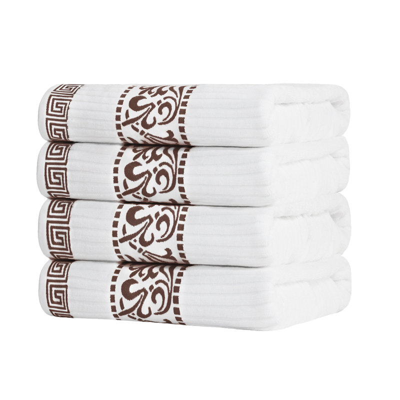 Ensemble de serviettes de bain Mikira Athens, Blanc / Chocolat