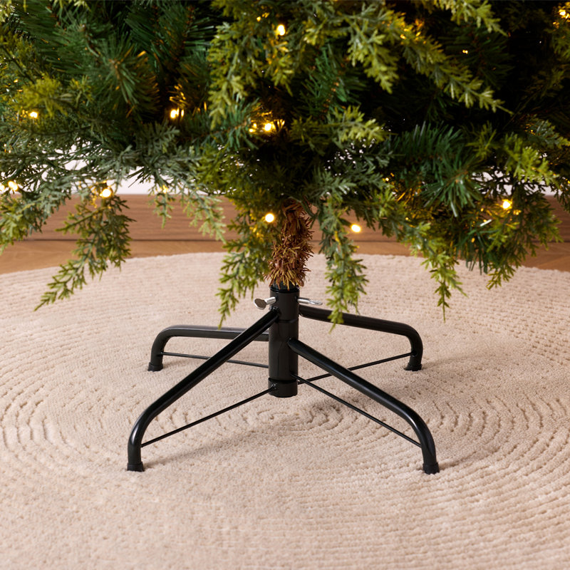 Arbre de Noël en cèdre illuminé 6 pi avec 932 pointes et 350 lumières DEL blanc chaud - Arbre de Noël artificiel en PVC réaliste avec support en métal robuste pour la décoration intérieure