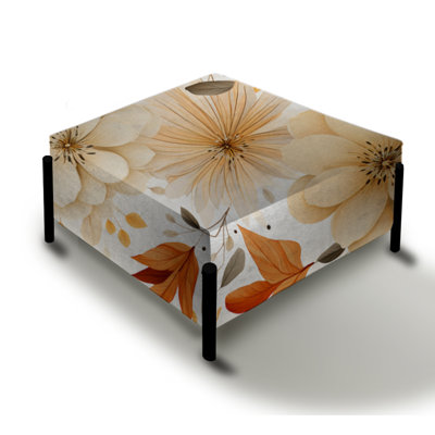 Earthy Mandala Boho Pattern II - Floral Large Square Ottoman