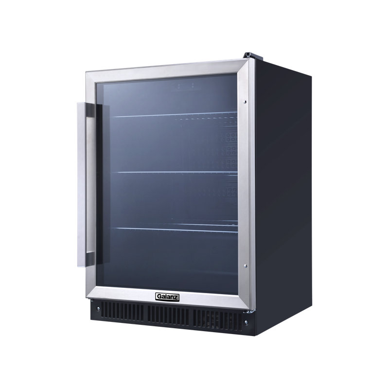 Sleek Galanz 167-Can Stainless Steel Beverage Cooler with Wine Storage