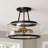 Modern Farmhouse Black Semi-Flush Mount, 11.8 In. 3-Light Plated Gold Kitchen Ceiling Fixture Light With Seeded Glass