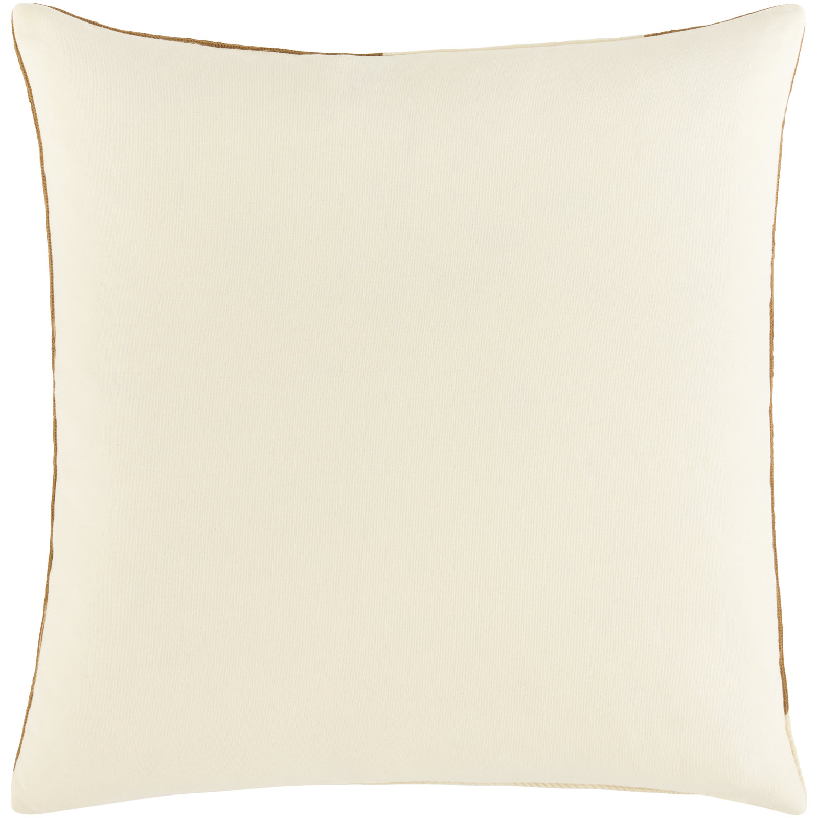 Embroidered Cotton Pillow Cover, Square 20", Polyester, Tan