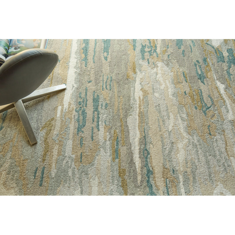 Pacifica Hand Tufted New Zealand Wool Blue/Beige/Gray Area Rug, 9'X12'