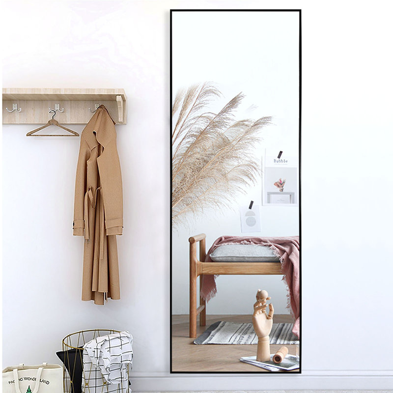 Clift Metal Flat Floor Mirror, Black