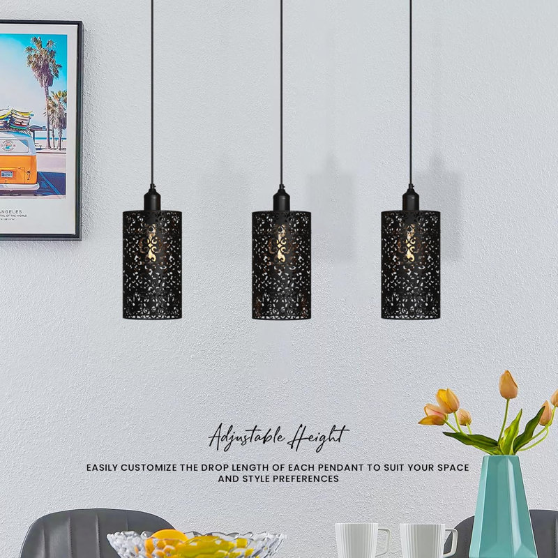 Dominic 3 - Light Kitchen Island Pendant, Black