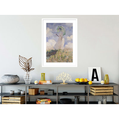 «Femme avec parasol tourné vers la gauche» par Claude Monet, impression giclée encadrée