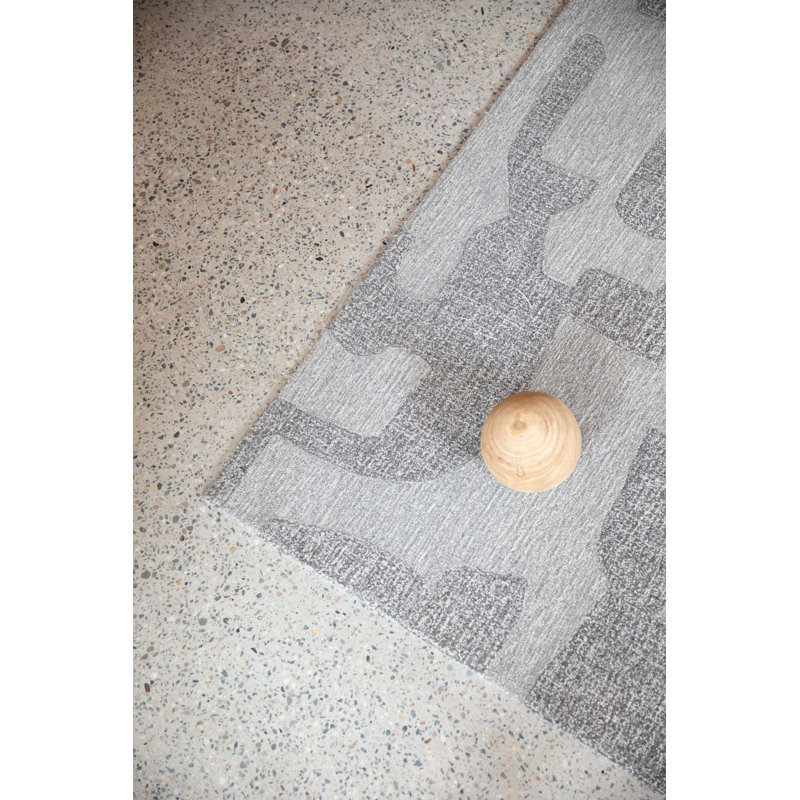 Rug Wool Abstract Area Rug in Gray