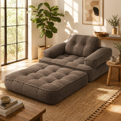 67" Convertible Folding Sofa Bed, 2-in-1 Corduroy Boneless Sleeper Sofa with Armrests & Pillows for Living Room, Bedroom & Game Room