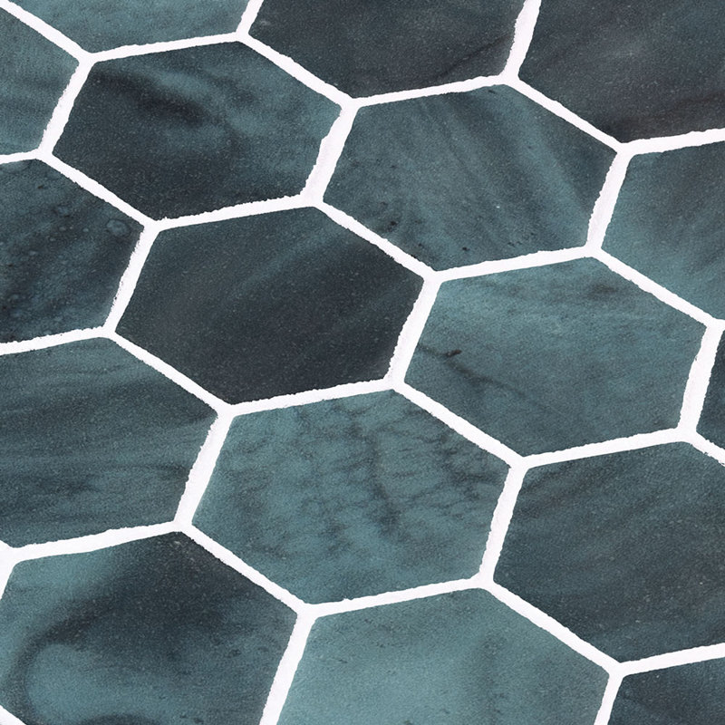 Spectrum Silk Hexagon 2 Inch Recycled Glass Mosaic Wall and Floor Tile, Navy