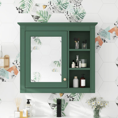 Armoire à pharmacie de 30 po x 28 po, armoire de rangement murale pour salle de bain, armoire de salle de bain moderne avec miroir, armoire à pharmacie, armoire à miroir avec 3 tablettes ouvertes