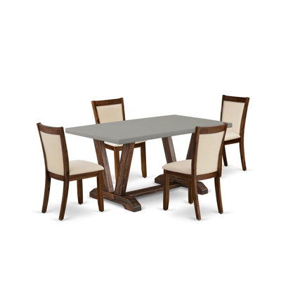Solid Wood Top Dining Table with Chair with Lattice Back