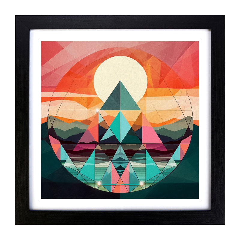 Sunrise Geometric No.1 - Framed Print, Black