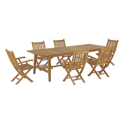 Ensemble repas d'extérieur en teck 7 pièces Marina par Modway