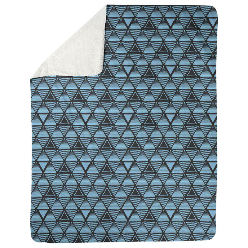 Couverture polairee triangles à la main, l 50 po x L 60 po, Sarcelle / Noir