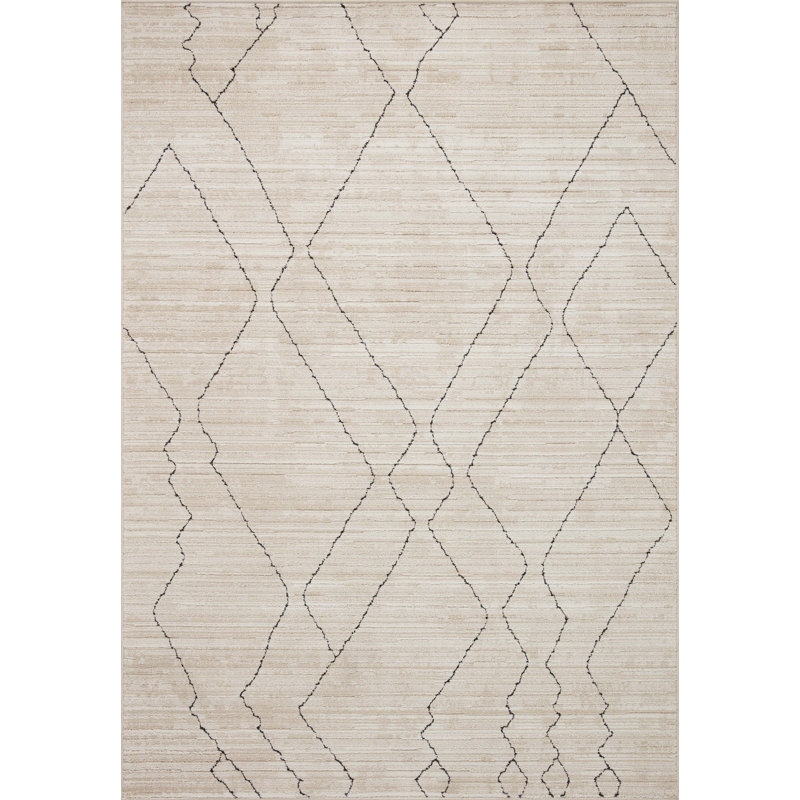Darby Sand and Charcoal Geometric Hand-Knotted Area Rug 2'-7" x 4'