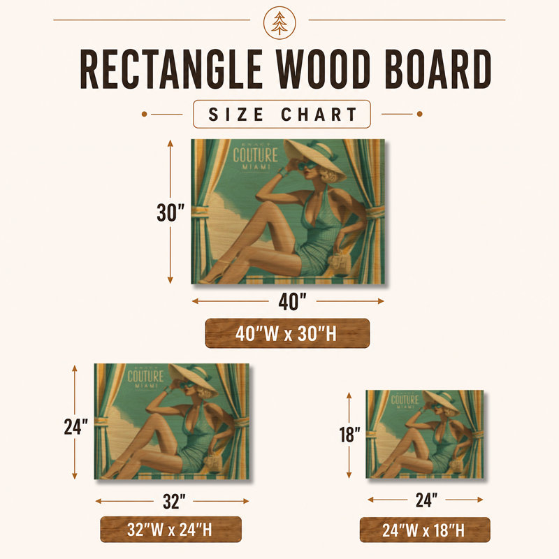 Décoration Miami Poolside - Tableau mural en bois pour femme élégante, H 30 po x l 40 po