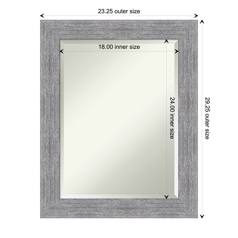Roulston Flat Wall Mirror, Gray, 29" x 23"