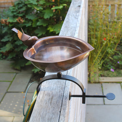 Heart Shaped Birdbath with Over Rail Bracket