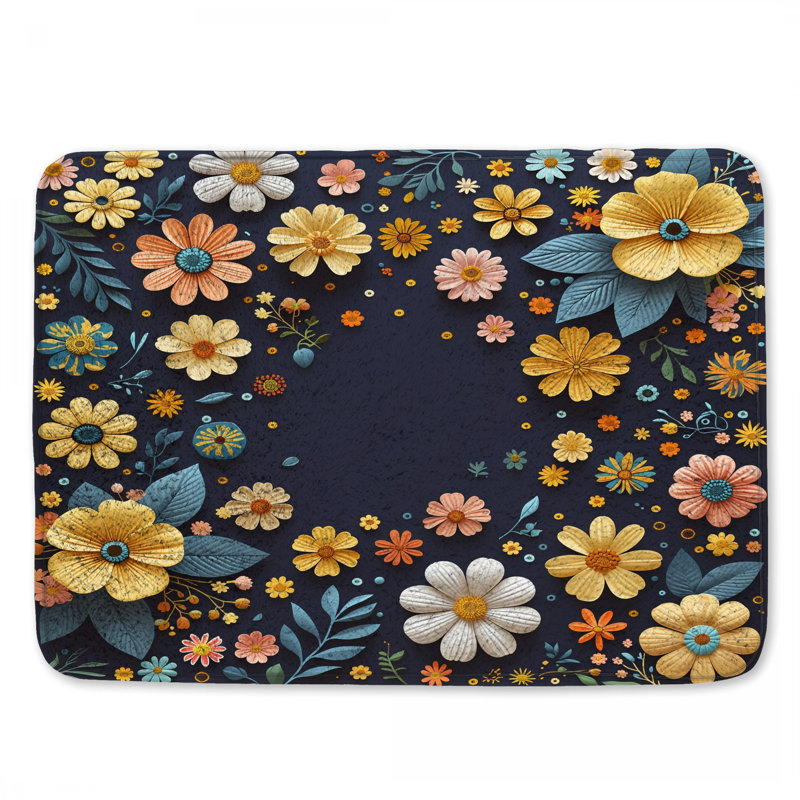 Tapis de bain floral, 34 po L x 21 po L