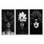 «Black and White Floral Woman Portrait Photo II - Fashion», art mural encadré 3 pièces-129072722-129072726