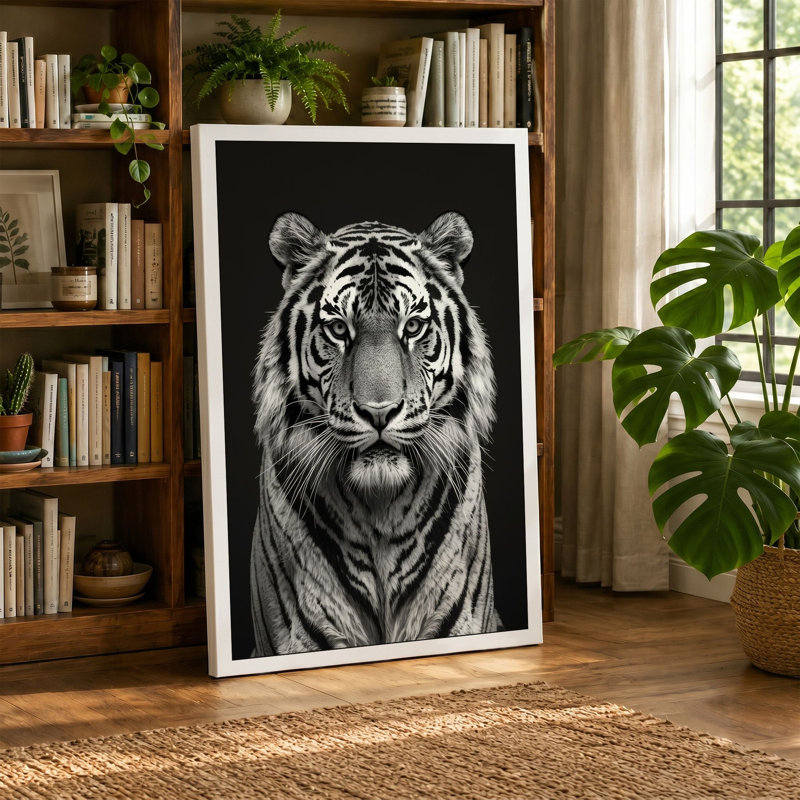 Tiger's Gaze Modern - Wrapped Canvas, 30x20 - 76.2 x 50.8 cm, Cream Border