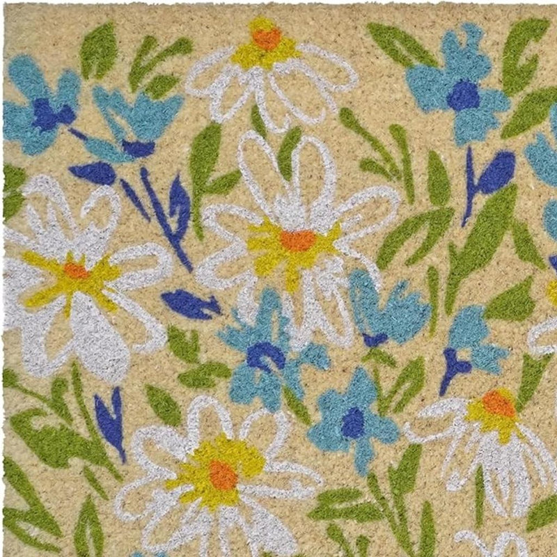 Paillasson 18 po x 30 po brun clair, floral et vert