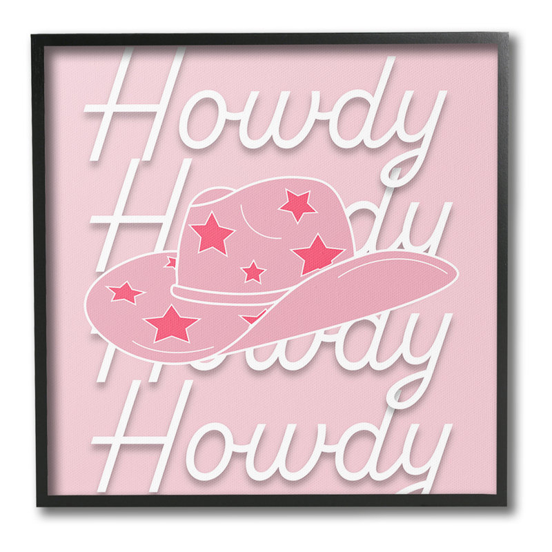 Bc-678_FG "Soft Pink Howdy", cadre unique par Corrine Rose Design sur toile, Giclée encadrée noir minuit, H 17 po x l 17 po