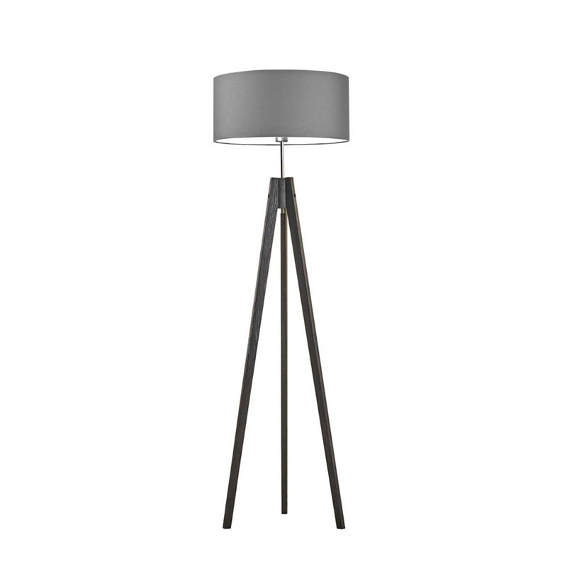 Arbutis 138cm Tripod Floor Lamp, Light Grey, Black