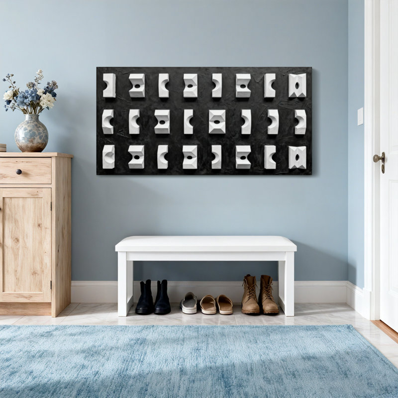 Formes géométriques tendance disposées en quadrillage, H 24 po x l 48 po