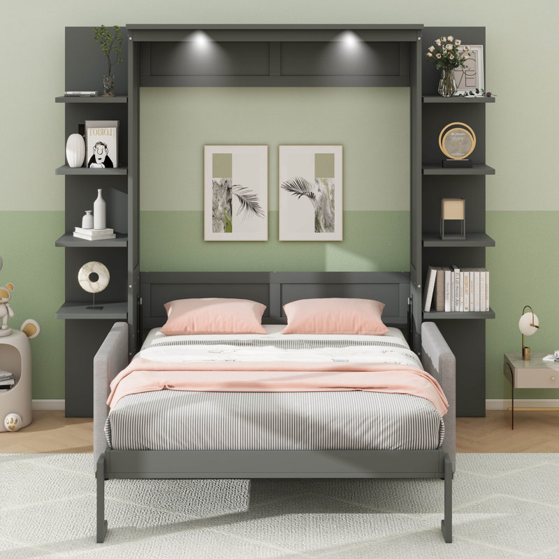 Versatile Queen-Sized Murphy Bed Converts Effortlessly Into A Comfortable Sofa, Grey