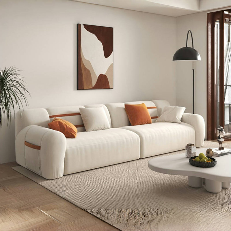 Canapé de salon moderne en tissu simple, White