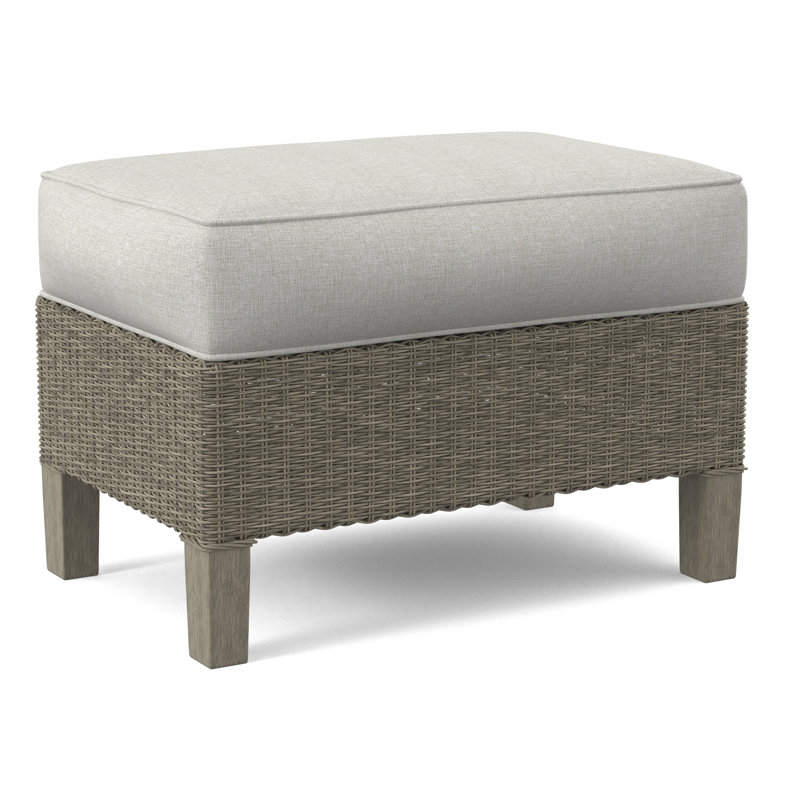 Gibraltar Ottoman, Stone Hearth, Light Blue Performance Fabric; 0851-55