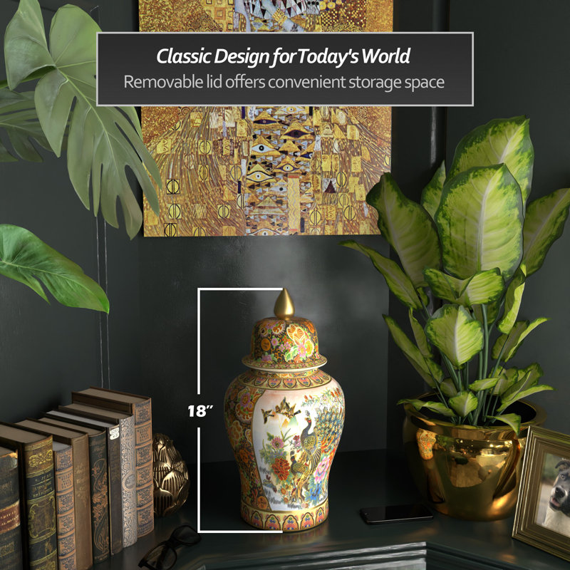 Timeless Chinese Temple Jar, Satsuma, 18"