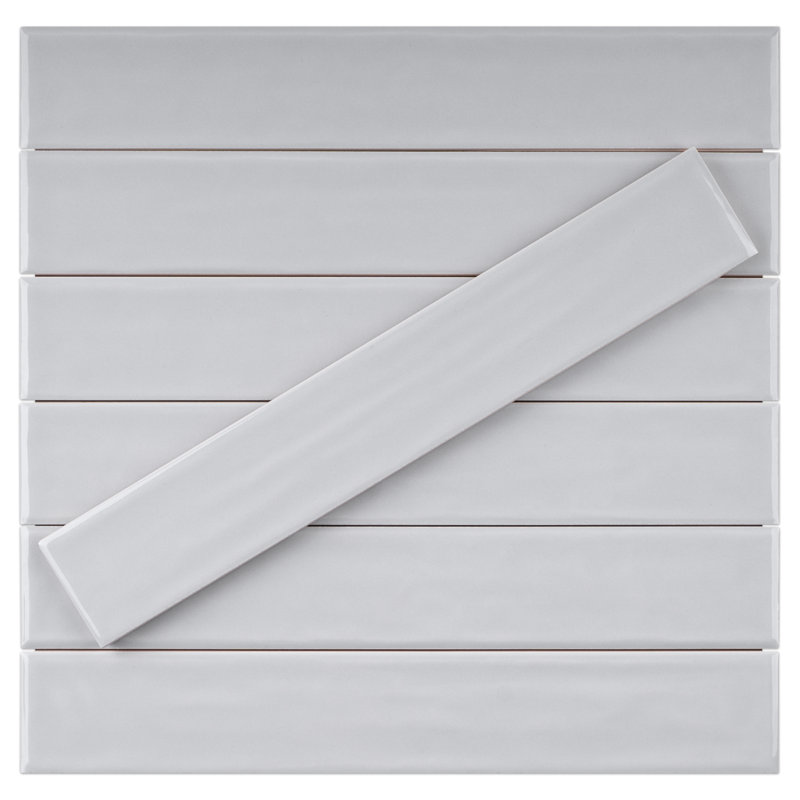 Nova 1.97 in. X 11.81 in. Polished Ceramic Subway Wall Tile, Smoke Gray