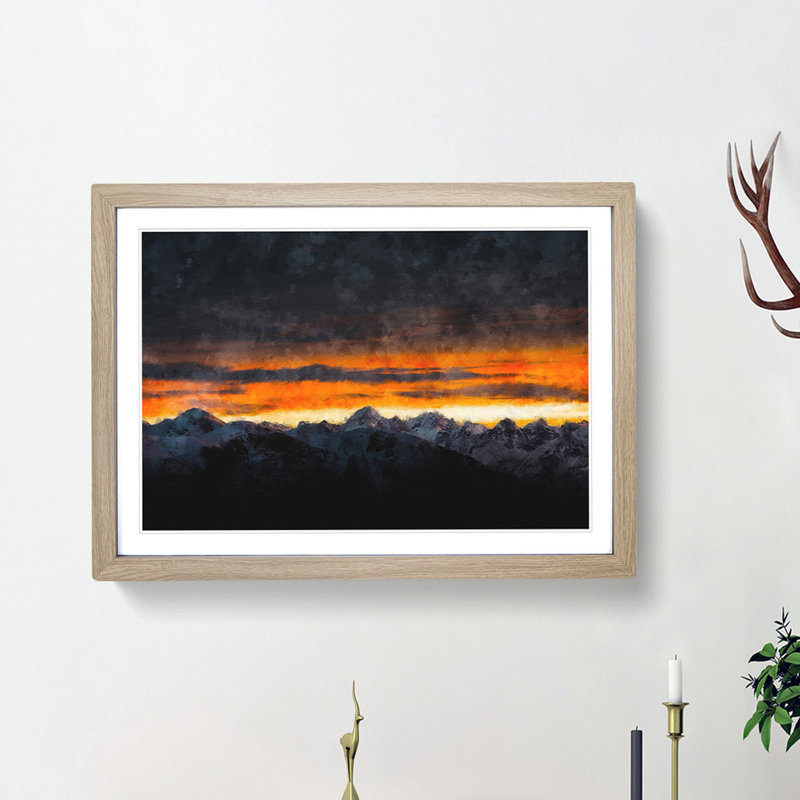 Monte Due Mani Mountain - Picture Frame Painting Print, 33cm H x 45cm W x 2cm D, Oak Framed