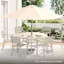 Mobilier de patio de 7 pièces avec 6 chaises empilables en métal et une table ronde de 53,64 po, finition vieillie sur les chaises, sièges faciles à nettoyer, revêtement de rouille, rangement, coloré-1976069716