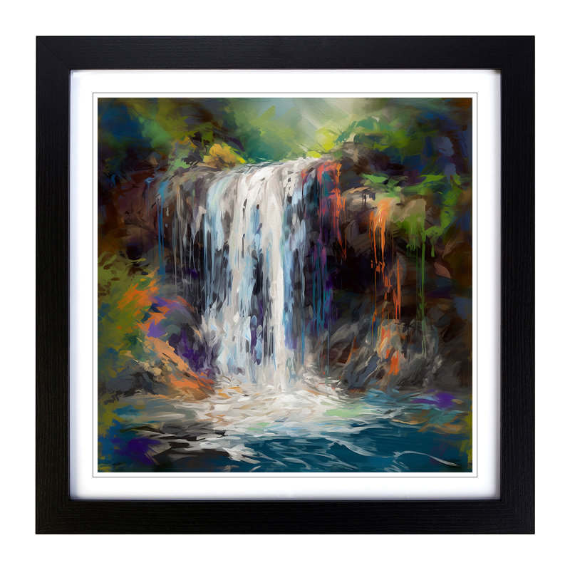 Waterfall Gestural Art No.1 - Framed Print, Black