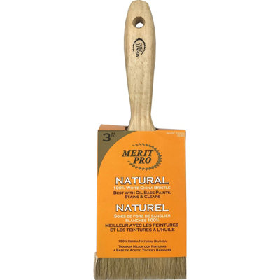 Merit Pro 00360 3" 100% White Bristle Beavertail Handle Brush-1PK