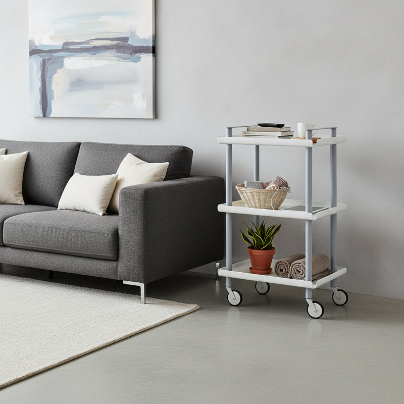 Zeigler Serving Cart, White, Grey