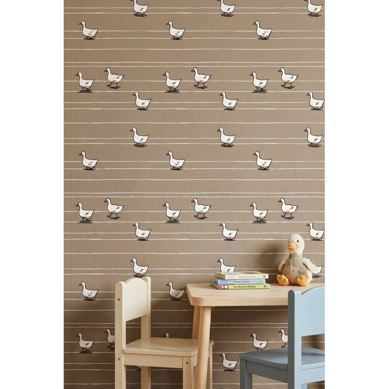 Papier peint moderne à rayures Ducks, Non-collé