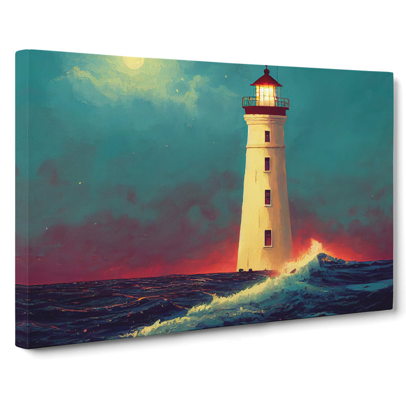 Dreamy Lighthouse - Wrapped Canvas Painting, 35cm H x 50cm W x 3cm D