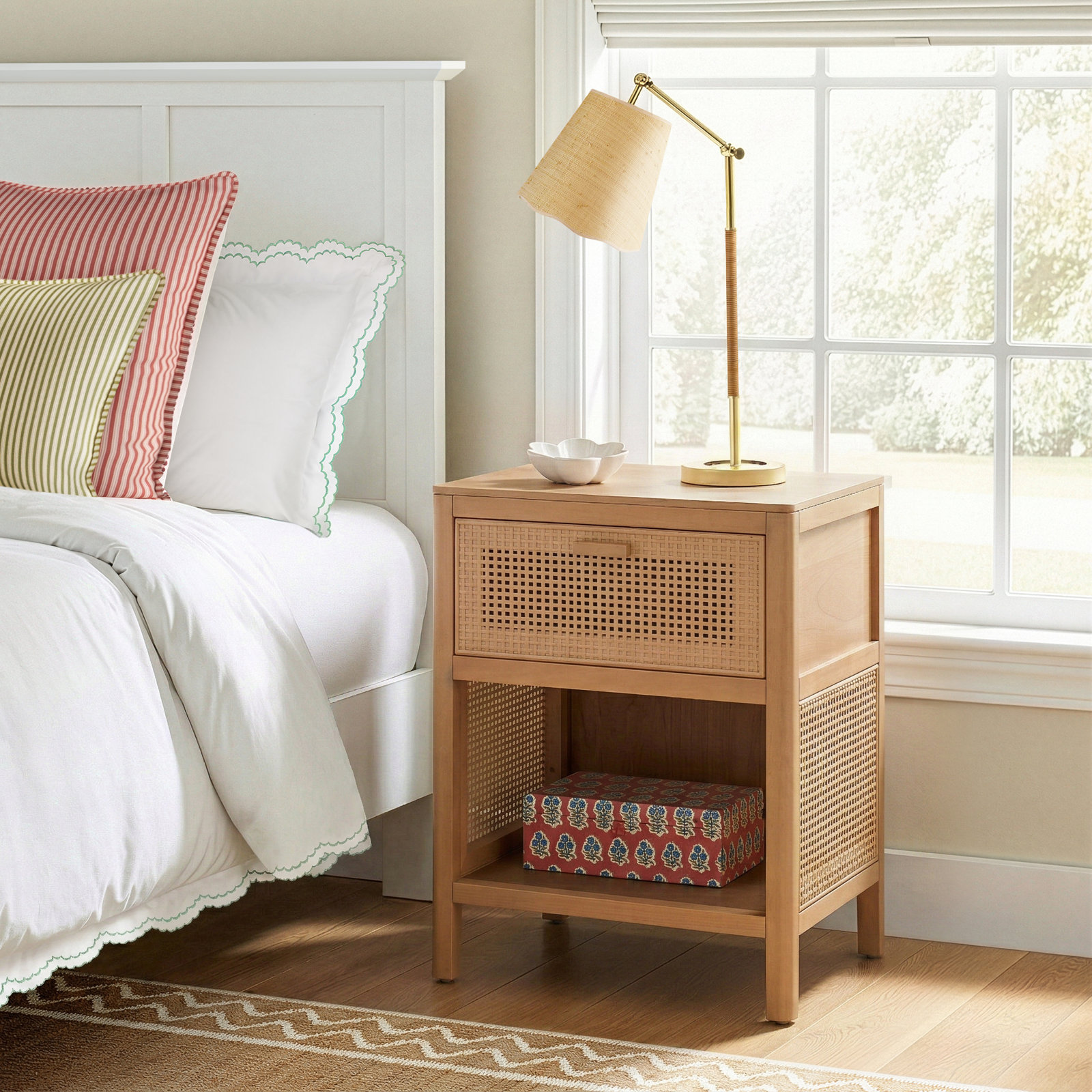 Epaulette Mahogany Nightstand, Natural